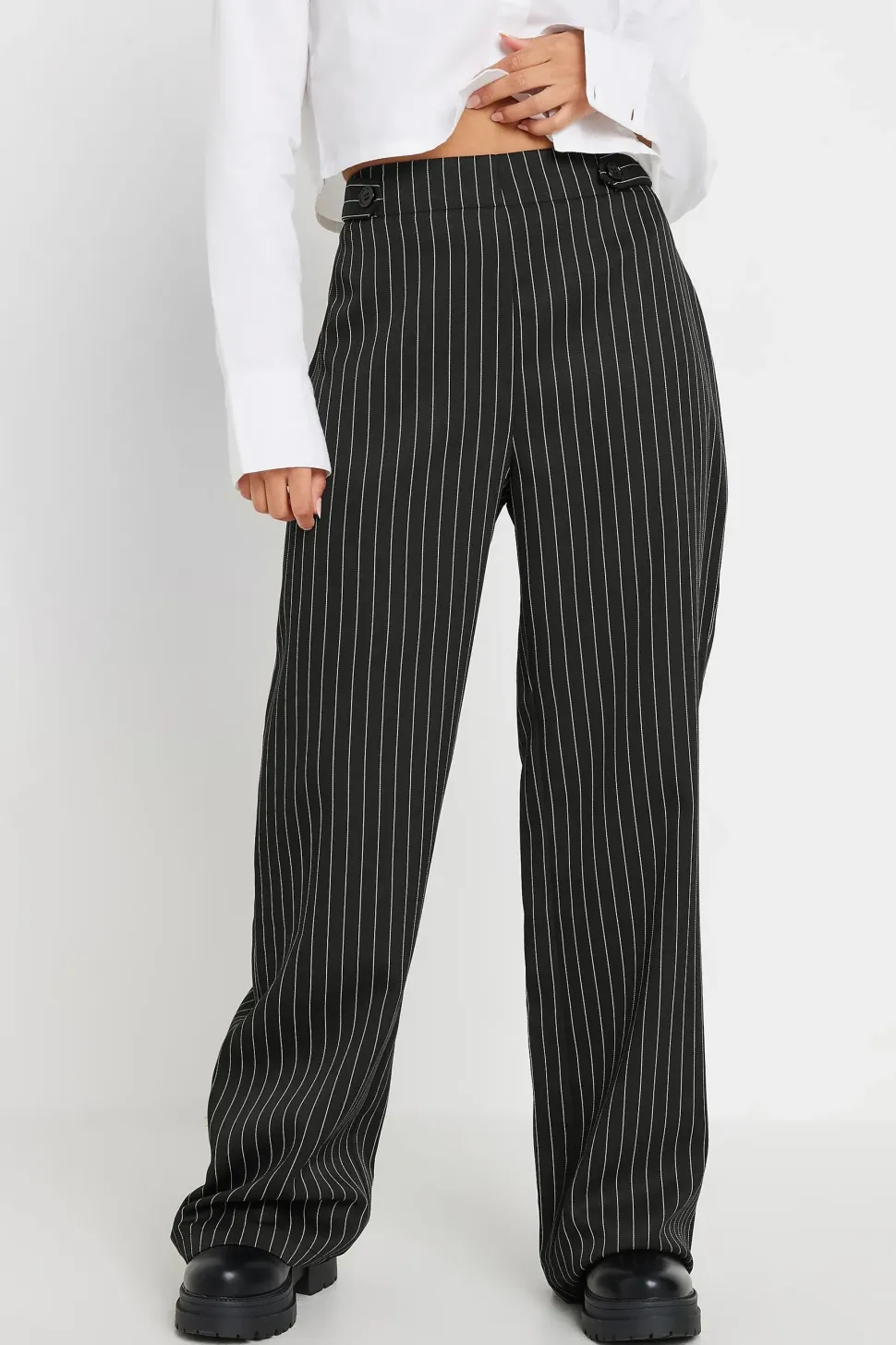 Petite Pinstripe Wide Leg Trousers