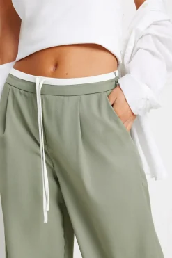 Petite Pinstripe Wide Leg Trousers