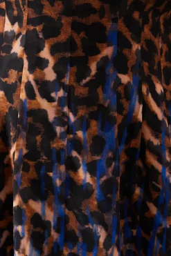 Petite Placement Print Puff Sleeve Midi Dress