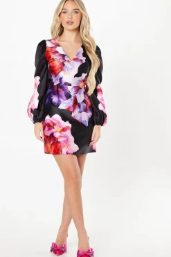Petite Placement Print Satin Twill Mini Dress
