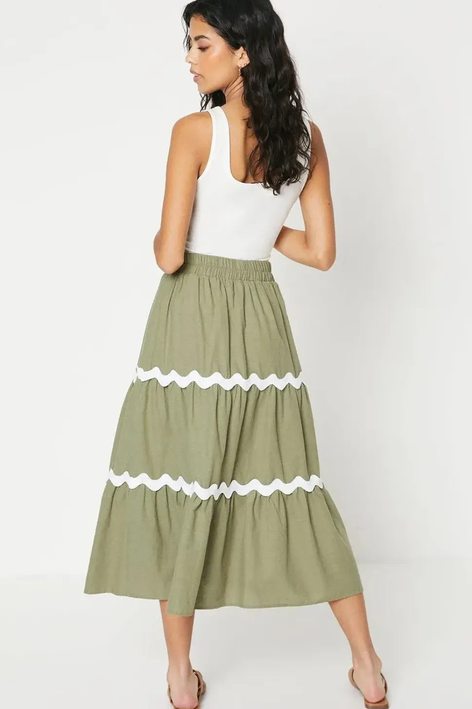 Petite Plain Cotton Tiered Maxi Skirt