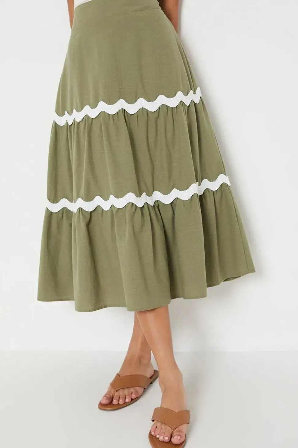 Petite Plain Cotton Tiered Maxi Skirt
