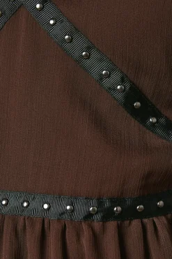 Petite Plain Stud Trim Detail Mini Dress