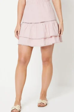 Petite Plain Tiered Mini Skirt