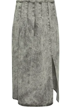 Petite Pleated Denim Skirt