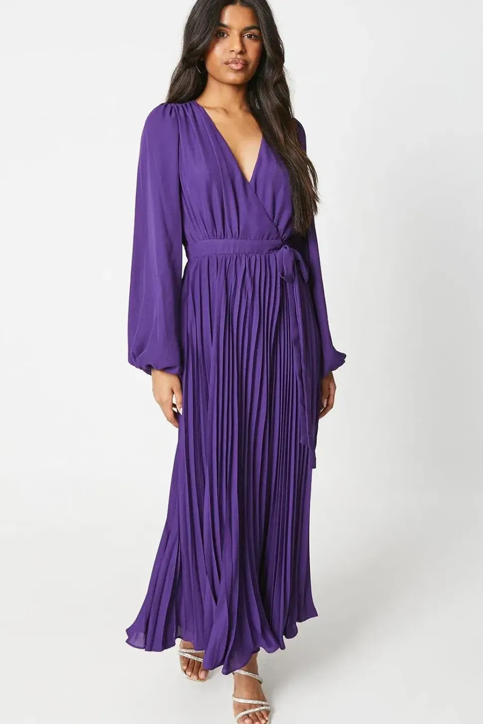 Petite Pleated Wrap Midaxi Dress