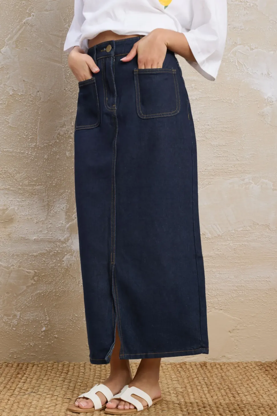 Petite Pocket Patch Denim Skirt