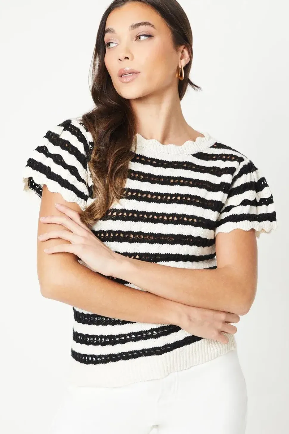 Petite Pointelle Knitted Tee