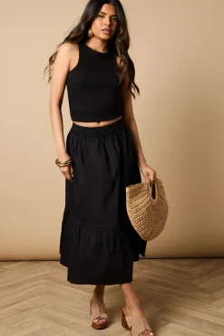 Petite Poplin Midi Skirt