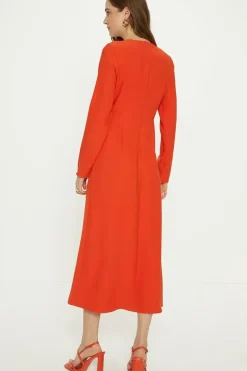 Petite Premium Crepe Waterfall Skirt Midi Dress