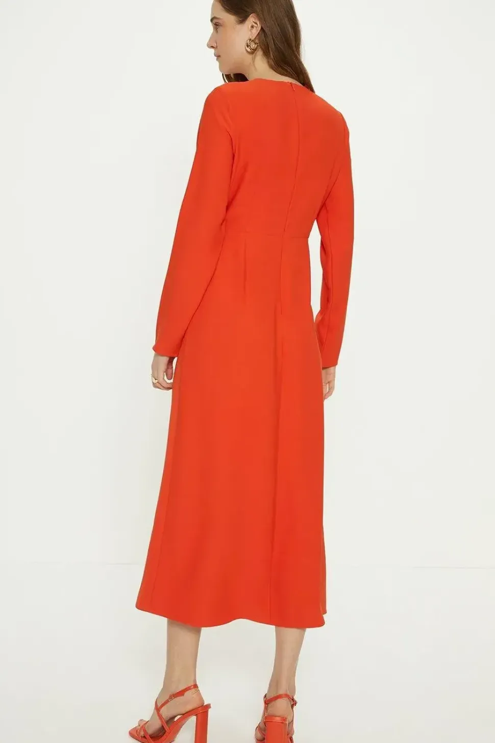Petite Premium Crepe Waterfall Skirt Midi Dress