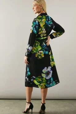 Petite Premium Floral Collared Shirt Dress