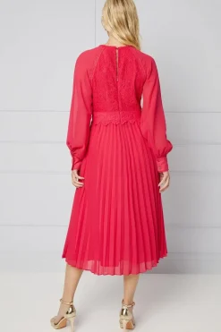 Petite Premium Lace Insert Pleated Midaxi Dress