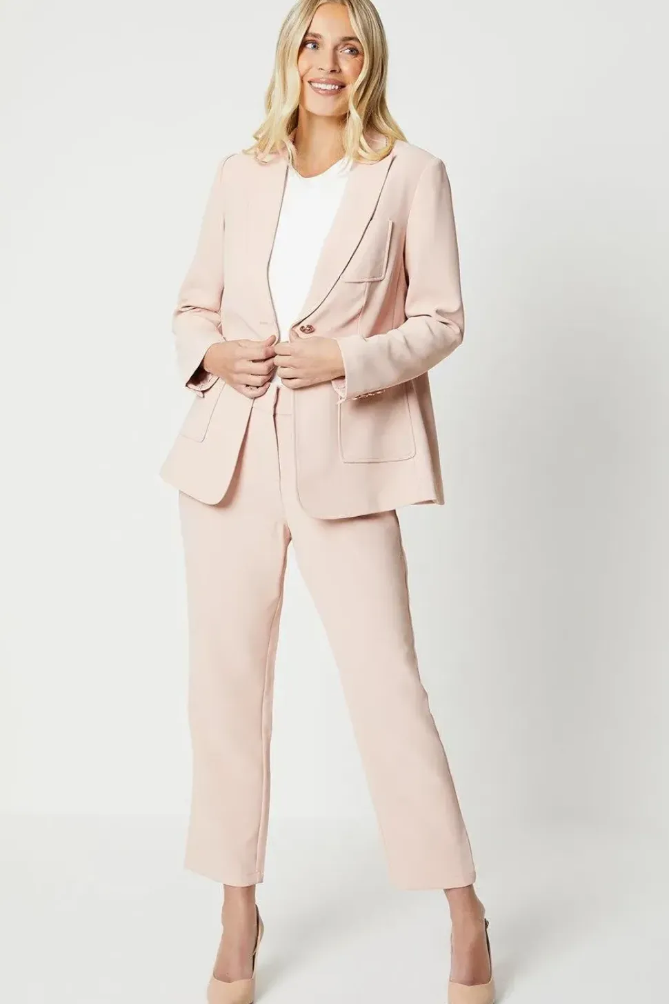 Petite Premium Single Breasted Military Button Blazer