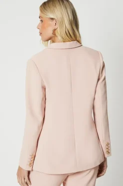 Petite Premium Single Breasted Military Button Blazer