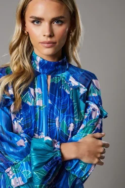 Petite Printed Chiffon Mix Fabric Jumpsuit