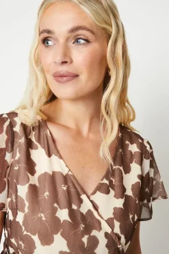 Petite Printed Chiffon Wrap Tier Mini Dress