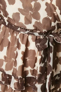 Petite Printed Chiffon Wrap Tier Mini Dress