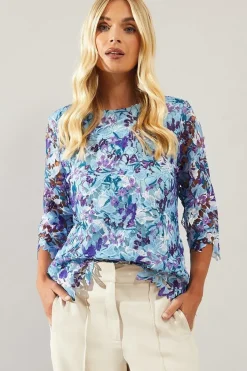 Petite Printed Lace Top