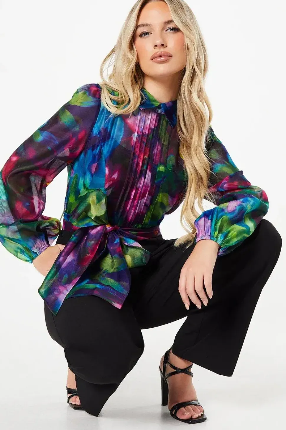 Petite Printed Long Sleeve Wedding Guest Jumpsuit