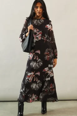 Petite Printed Tie Back Maxi Dress