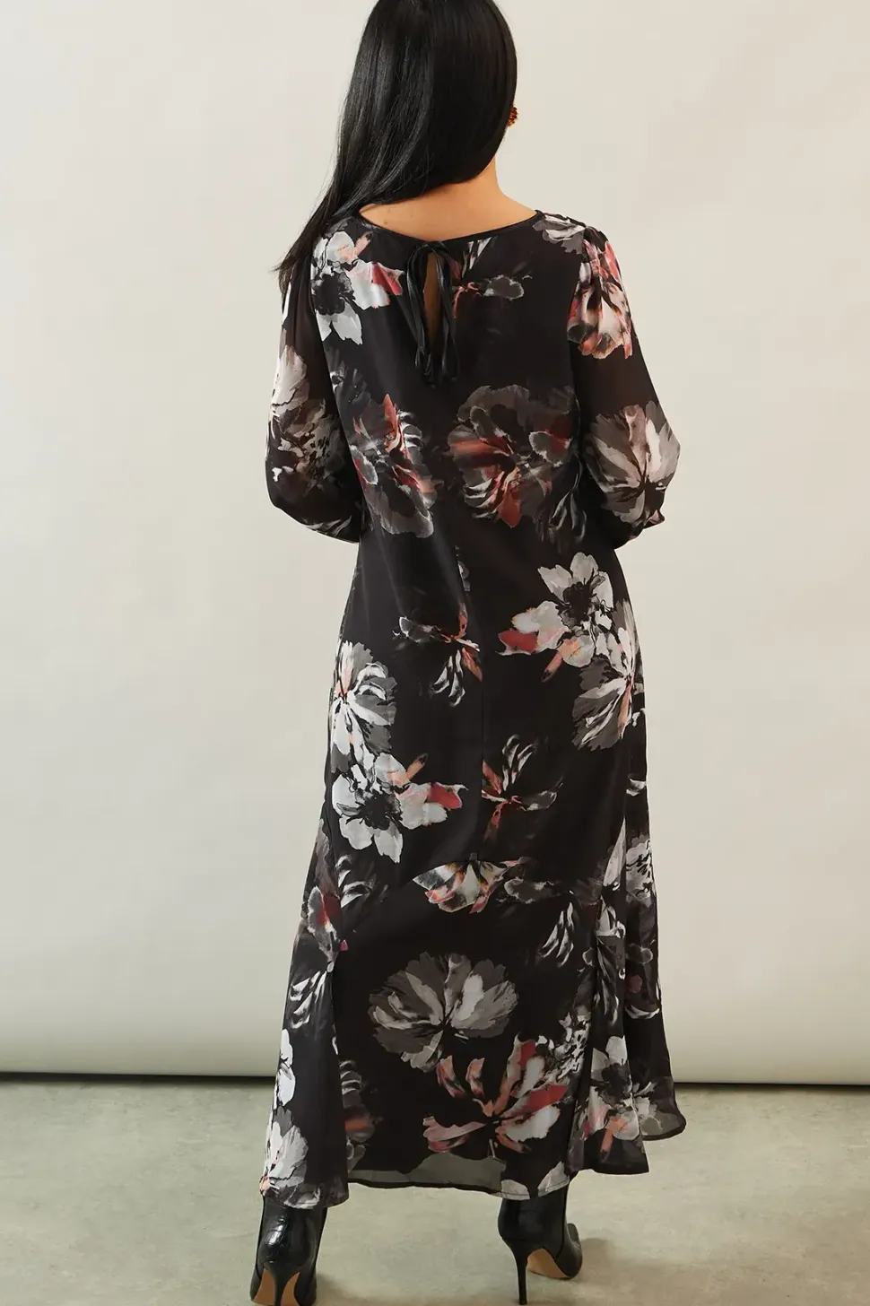 Petite Printed Tie Back Maxi Dress