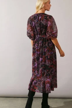 Petite Purple Paisley Wrap Dress
