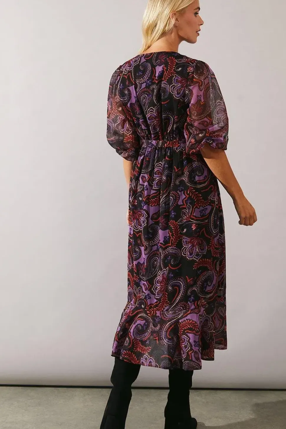 Petite Purple Paisley Wrap Dress
