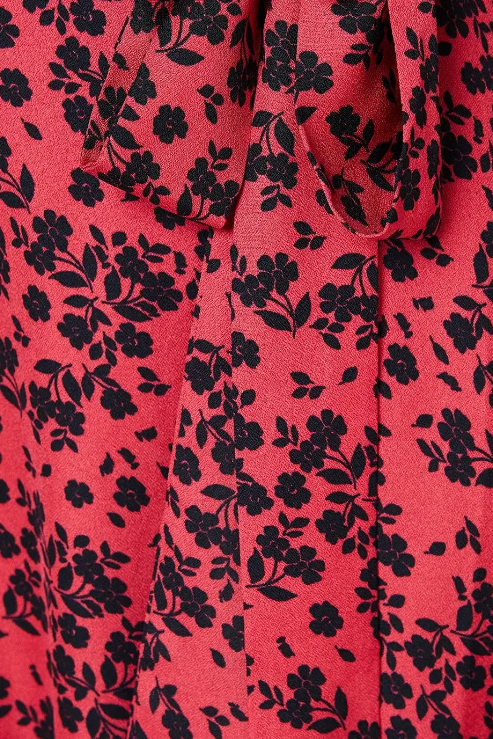 Petite Red Floral Long Sleeve Wrap Midi Dress