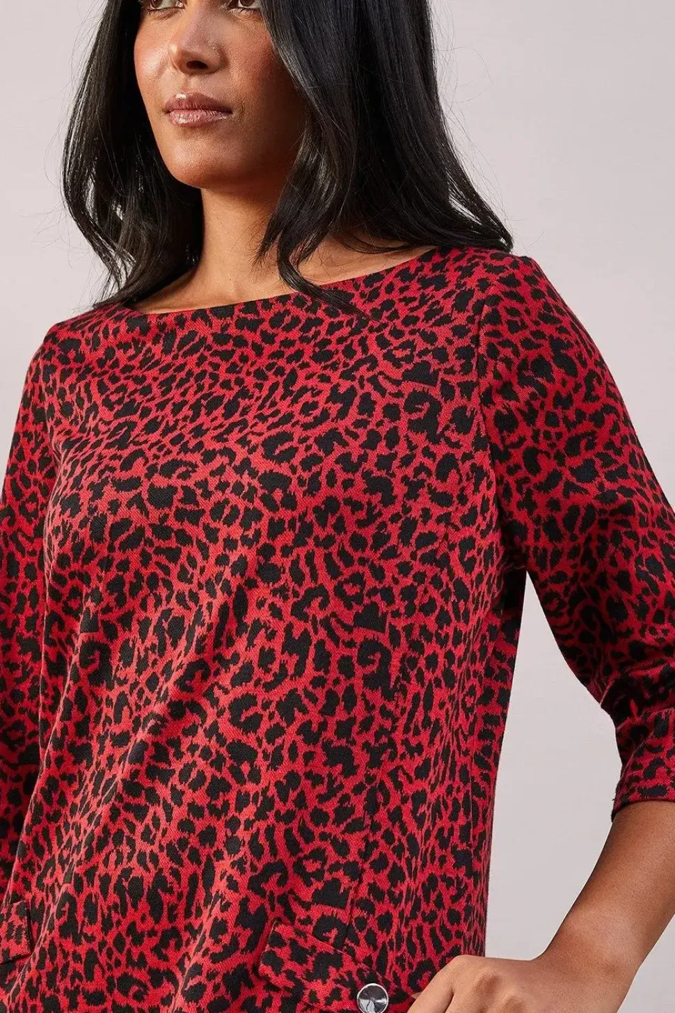 Petite Red Leopard Jacquard Ponte Shift Dress