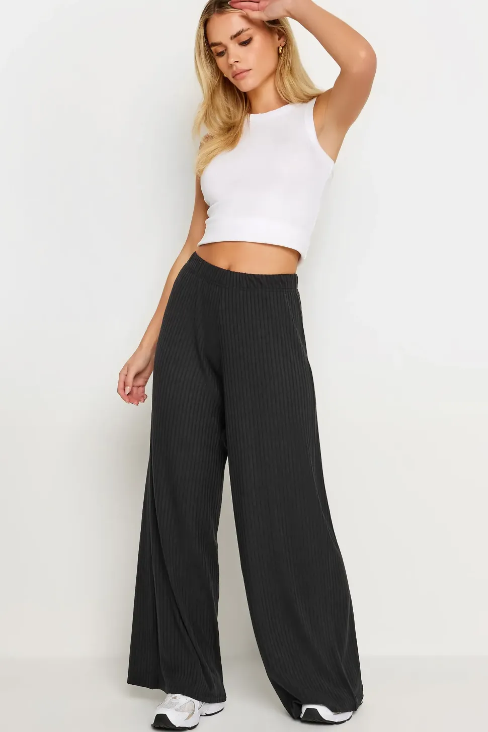 Petite Ribbed Button Detail T-Shirt