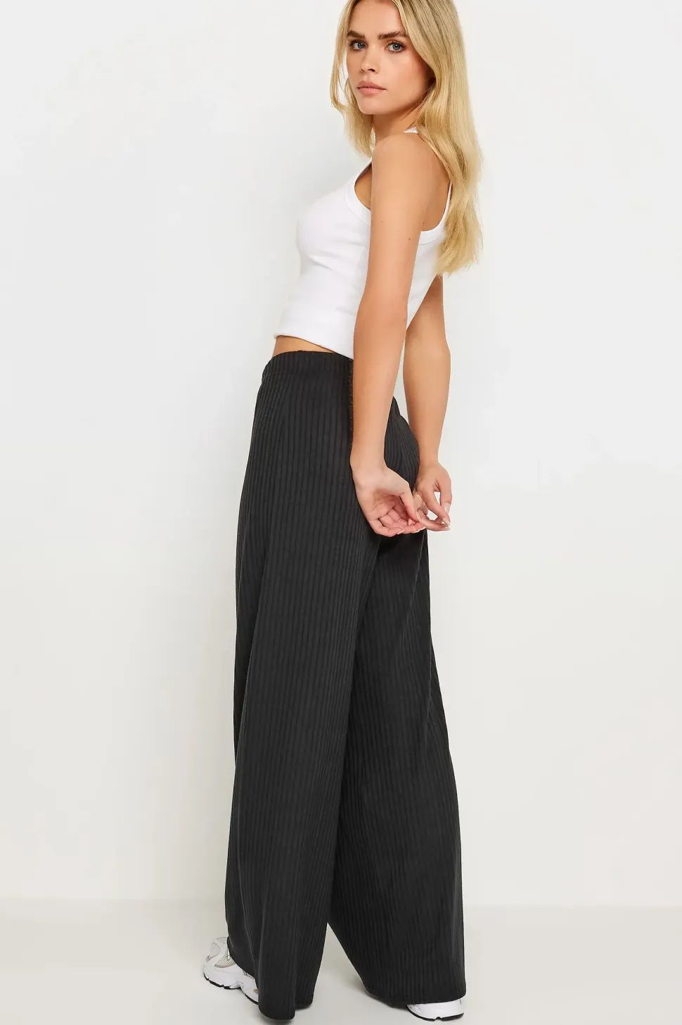 Petite Ribbed Button Detail T-Shirt