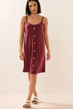 Petite Ribbed Button Mini Dress