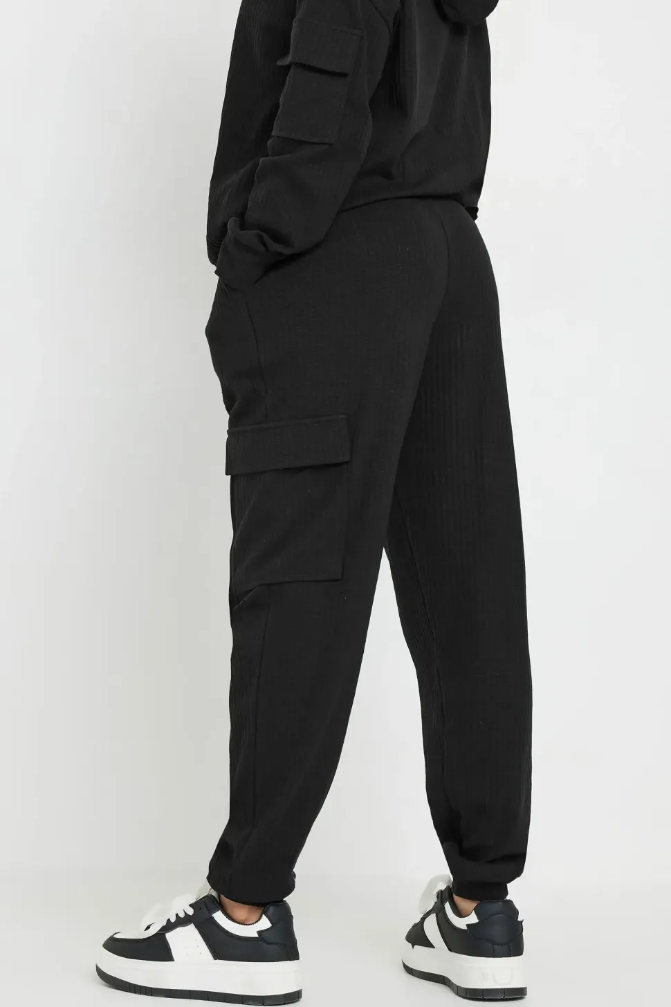Petite Ribbed Cargo Joggers