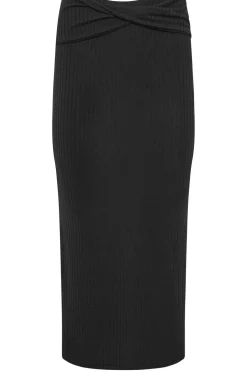 Petite Ribbed Twist Front Skirt