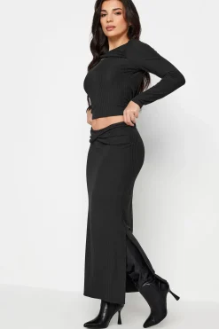 Petite Ribbed Twist Front Skirt