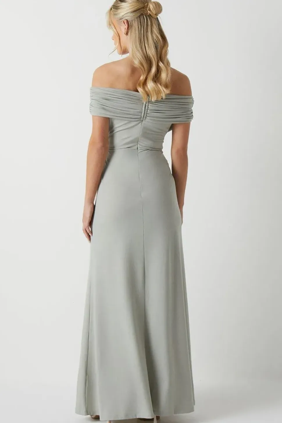 Petite Ruched Bardot Fishtail Slinky Jersey Bridesmaids Dres
