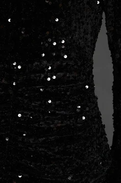 Petite Ruched Velvet Sequin Mini Dress