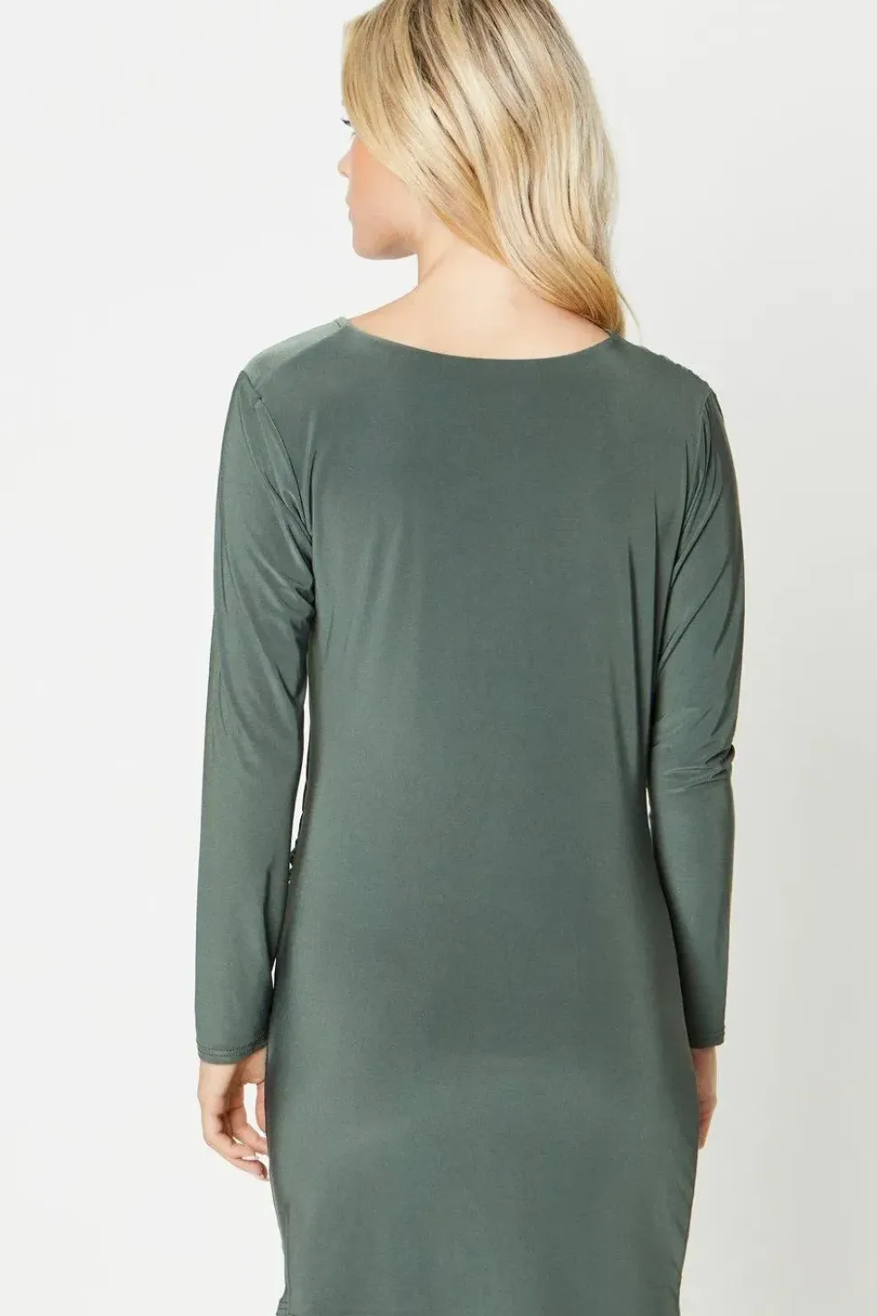 Petite Ruche Side Long Sleeve Mini Dress