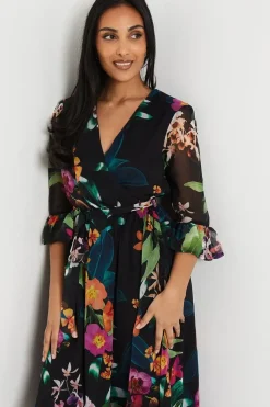 Petite Ruffle Detail Hi Lo Hem Dress