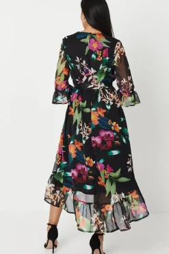 Petite Ruffle Detail Hi Lo Hem Dress