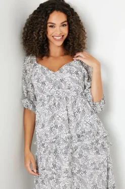 Petite Ruffle Detail Sweetheart Chiffon Midi Dress