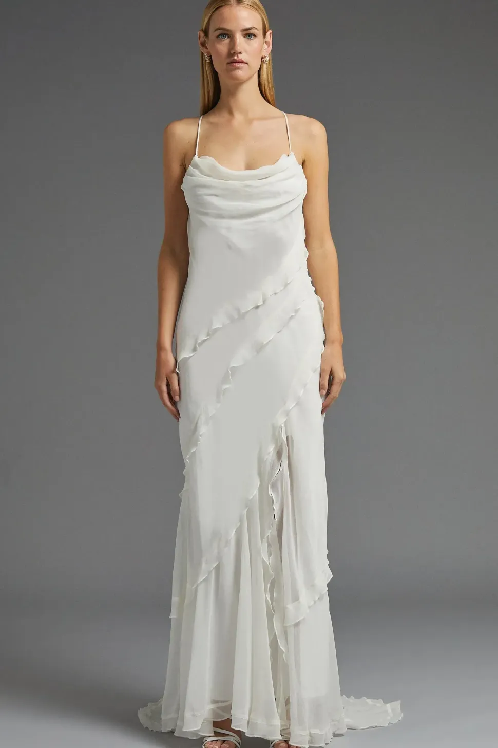 Petite Ruffle Detail Tiered Hem Maxi Dress