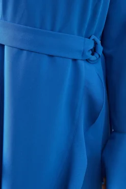 Petite Ruffle Front Belted Midi Dress