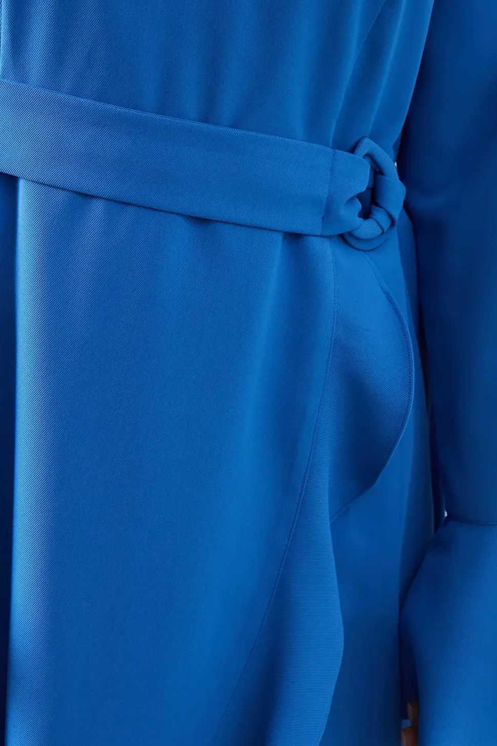 Petite Ruffle Front Belted Midi Dress