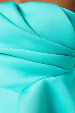 Petite Ruffle Front Pleat Detail Bandeau Pencil Dress
