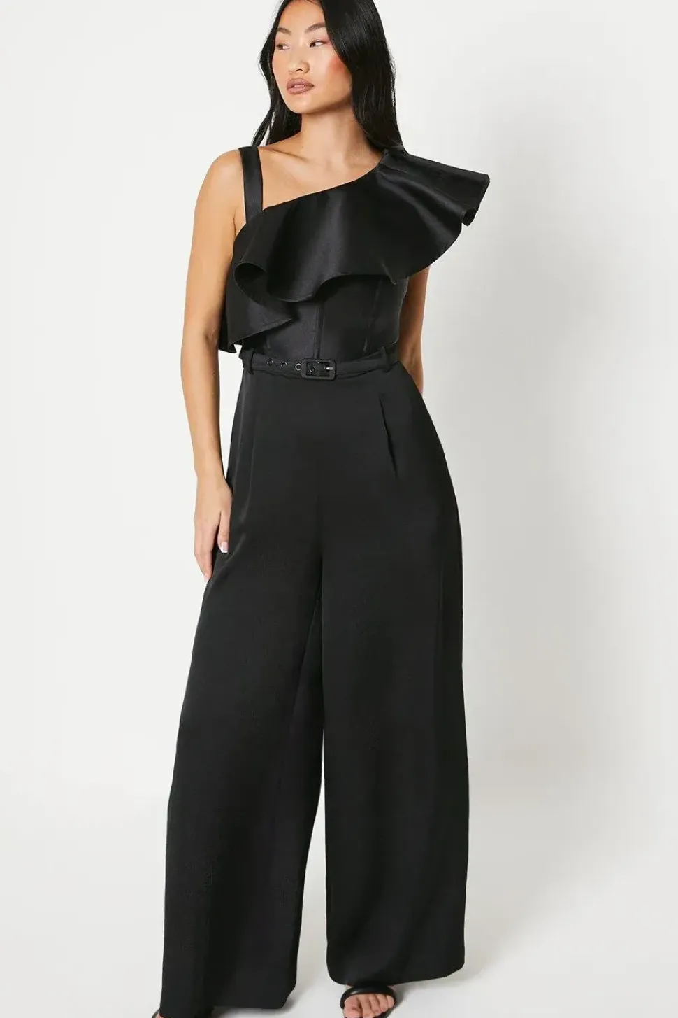 Petite Ruffle One Shoulder Jumpsuit