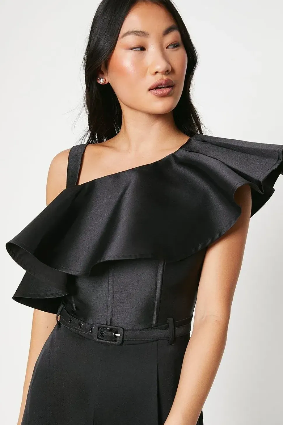 Petite Ruffle One Shoulder Jumpsuit