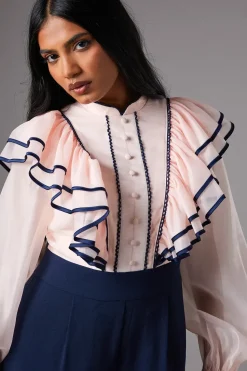 Petite Ruffle Shirt Jumpsuit