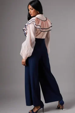 Petite Ruffle Shirt Jumpsuit